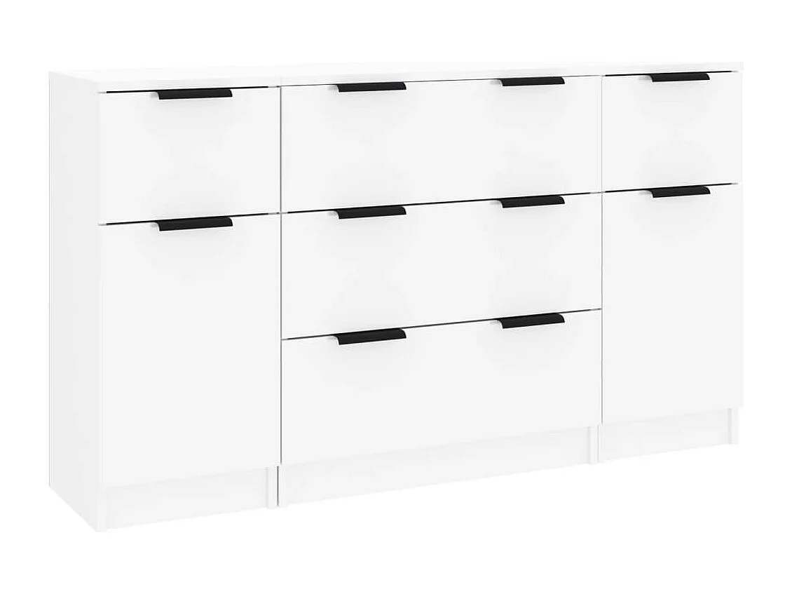 3pcs conjunto de aparadores madeira processada branco brilhante