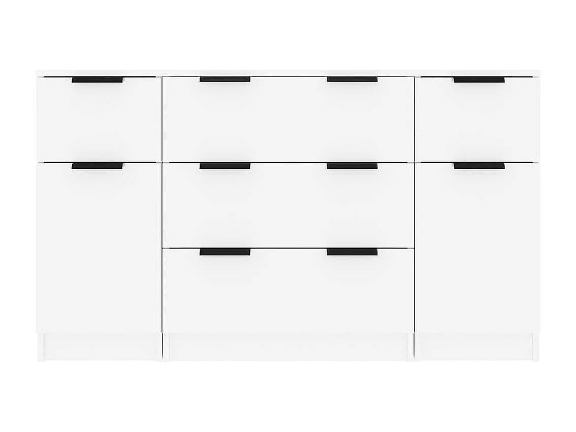 3pcs conjunto de aparadores madeira processada branco brilhante