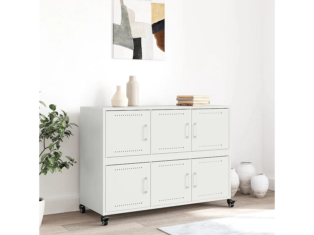 Credenza Bianca 100,5x39x72 cm in Acciaio