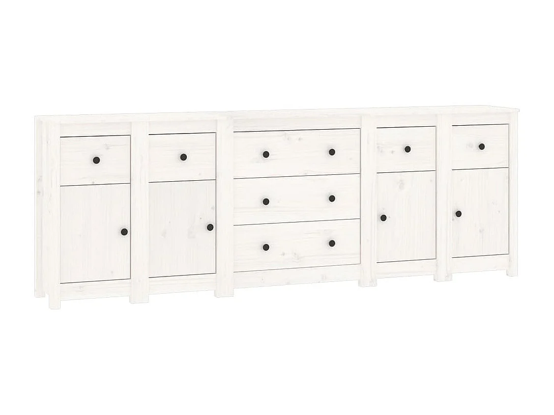 Dressoir 230x35x80 cm massief grenenhout wit