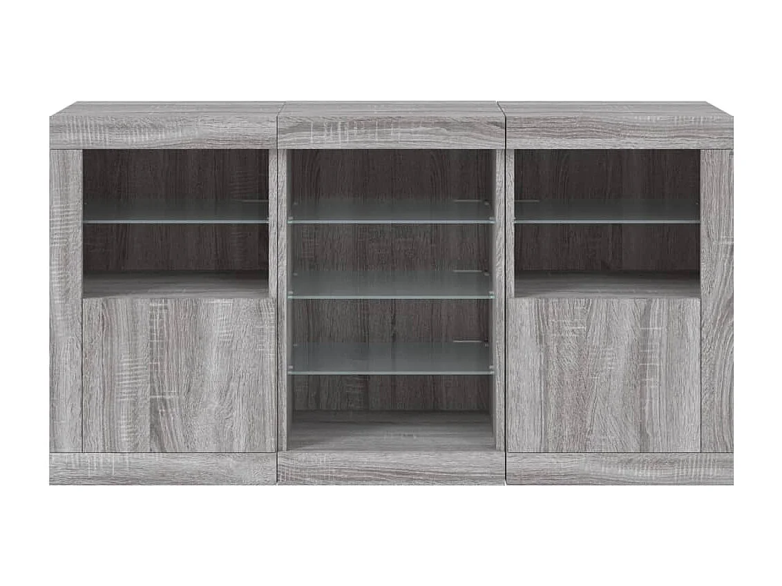 Credenza con Luci LED Grigio Sonoma 123x37x67 cm