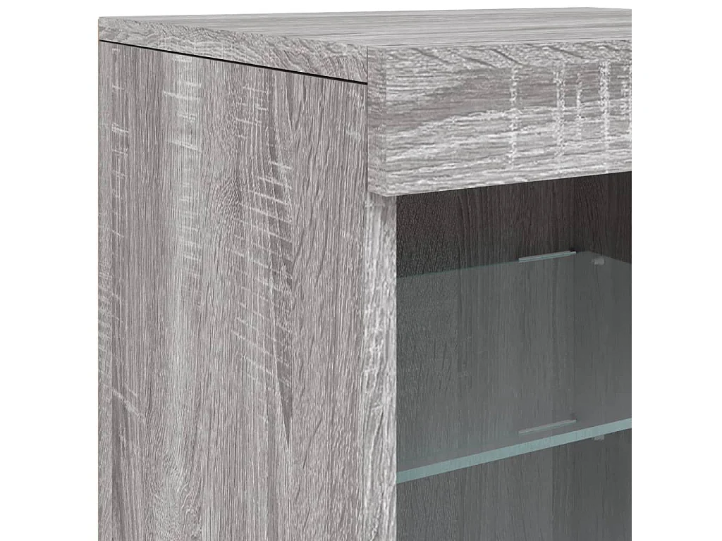 Credenza con Luci LED Grigio Sonoma 123x37x67 cm