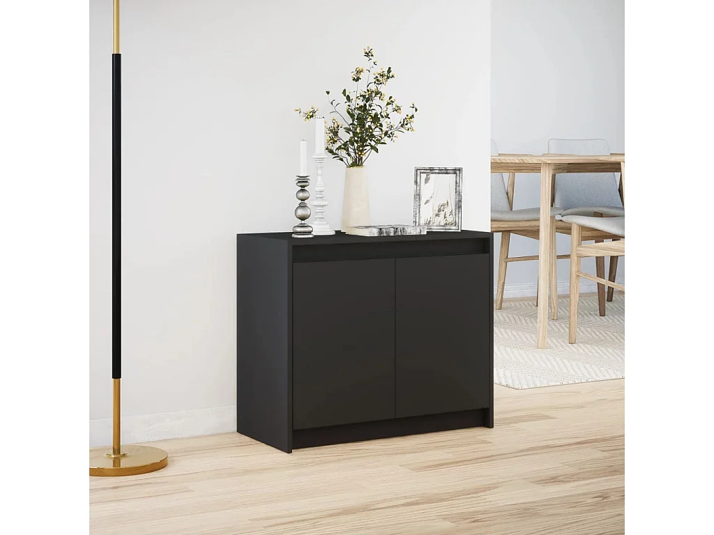 Buffet avec LED noir 72x34x61 cm bois d'ingénierie