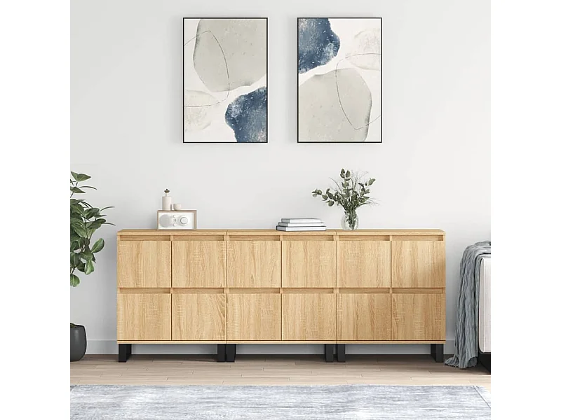 Credenze 3 pz Rovere Sonoma in Legno Multistrato