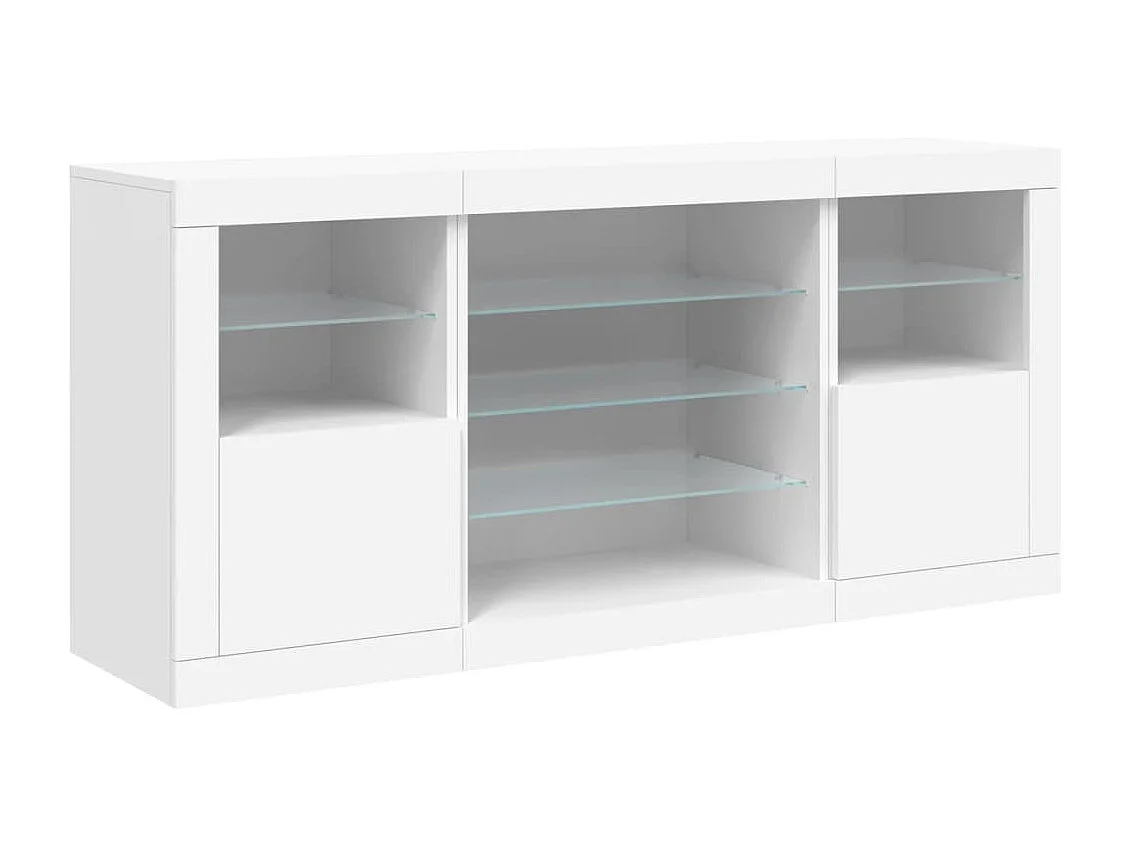 Credenza con Luci LED Bianca 142,5x37x67 cm