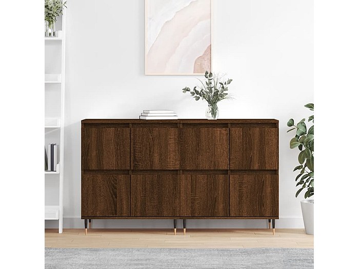 VidaXL Credenze In Legno Multistrato 2 Pezzi – Rovere Marrone 70x35,5x67,5 Cm