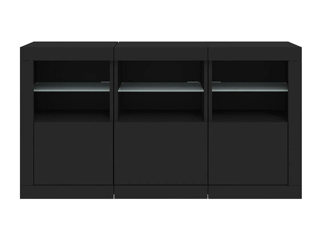 Credenza con Luci LED Nera 123x37x67 cm