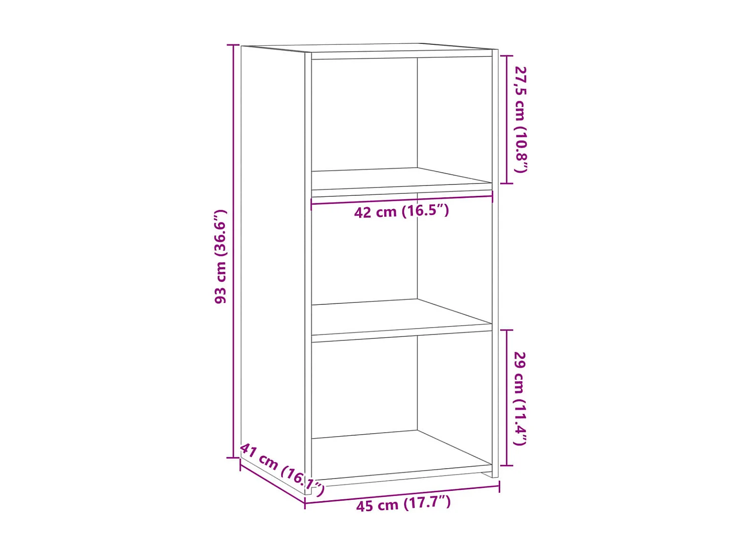Buffet blanc 45x41x93 cm bois d'ingénierie