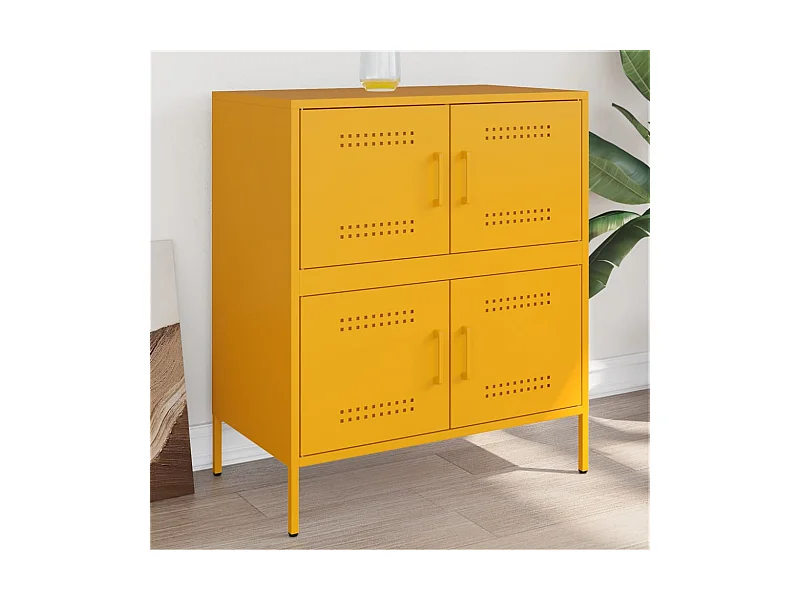 Aparador 68x39x79 cm aço amarelo mostarda