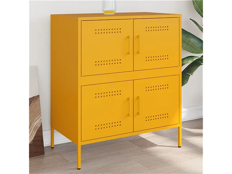 Credenza Giallo Senape 68x39x79 cm in Acciaio