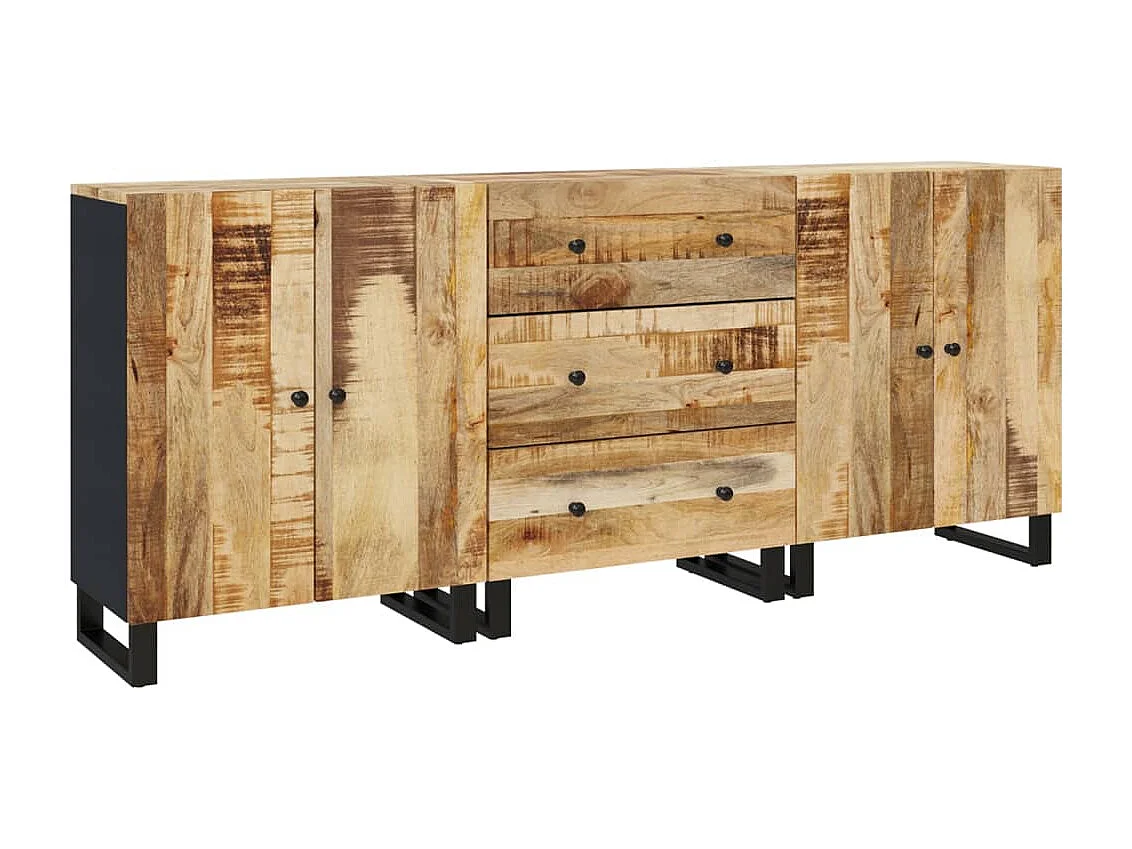 Buffets 3 pcs Bois de manguier brut