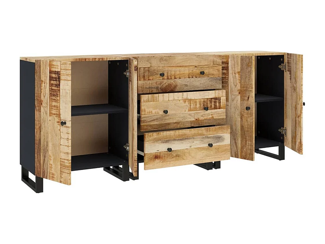 Buffets 3 pcs Bois de manguier brut