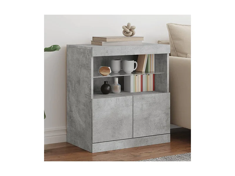 Sideboard mit LED-Leuchten Betongrau 60x37x67 cm