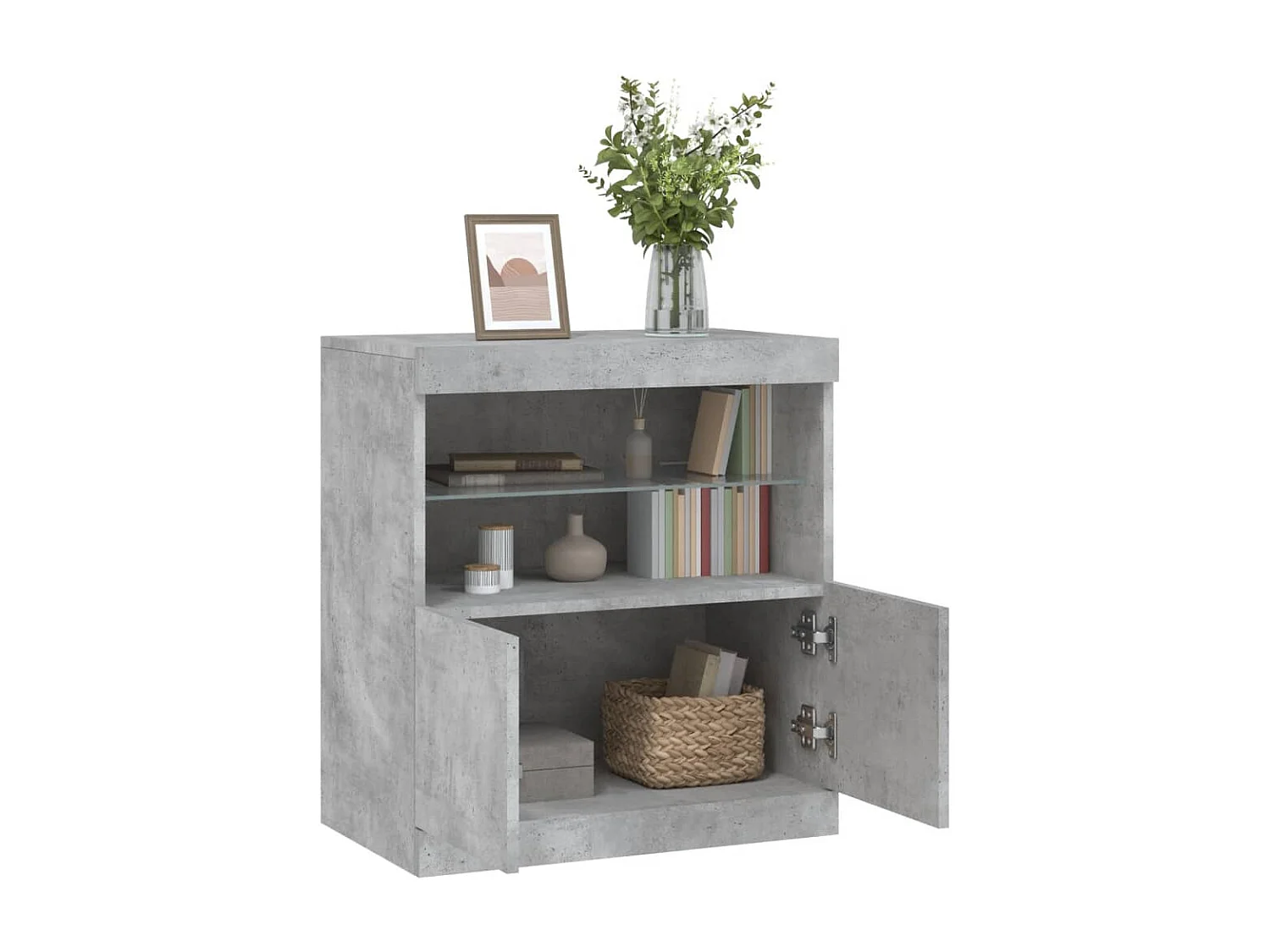 Buffet avec lumières LED gris béton 60x37x67 cm
