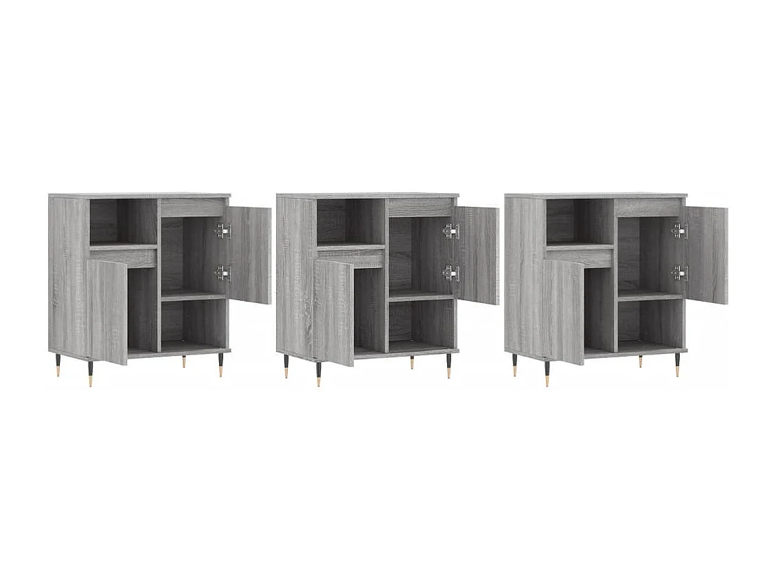 Aparadores 3 pcs madeira processada cinzento sonoma