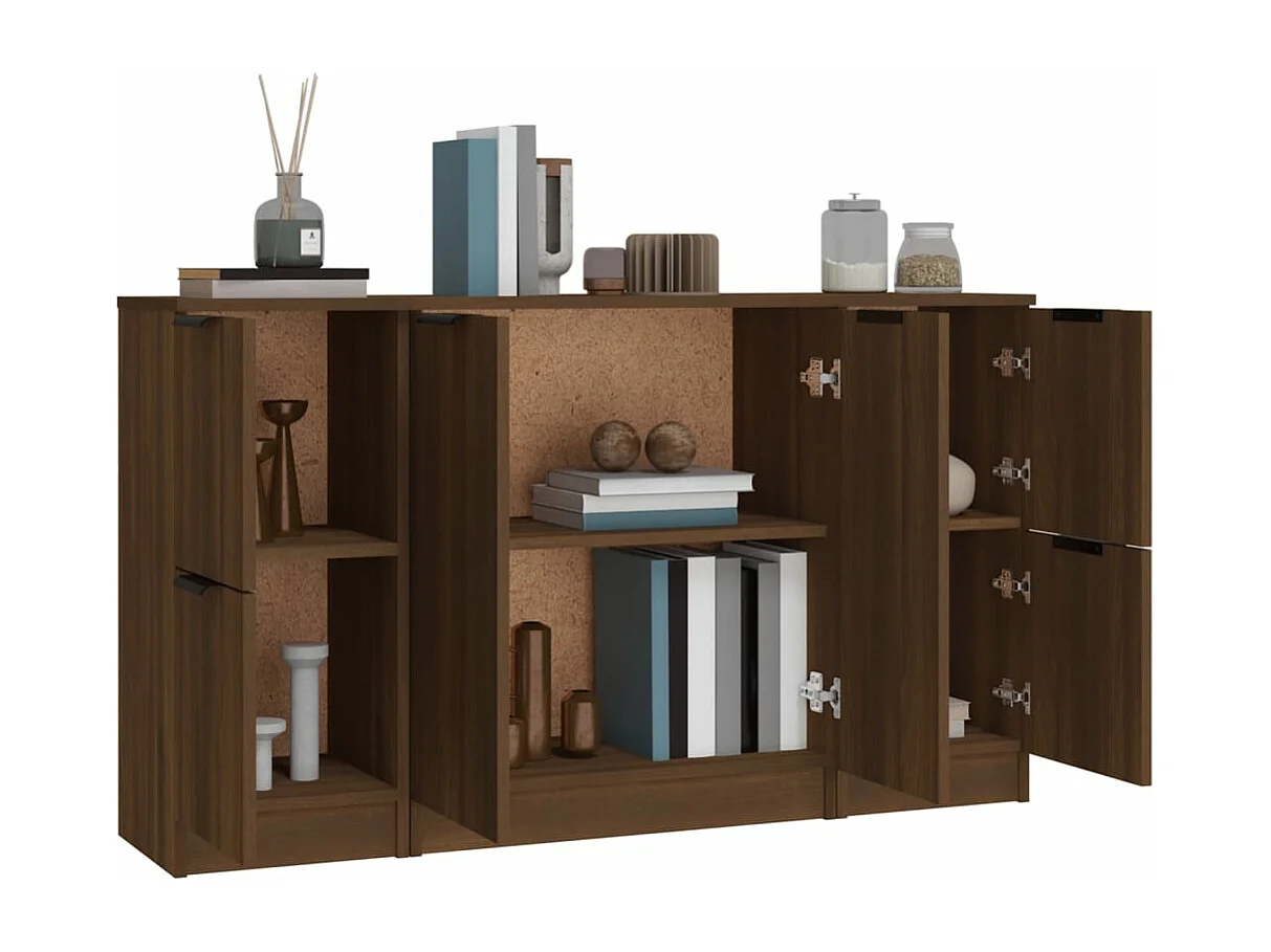 Sideboards 3 Stk. Braun Eichen-Optik Holzwerkstoff