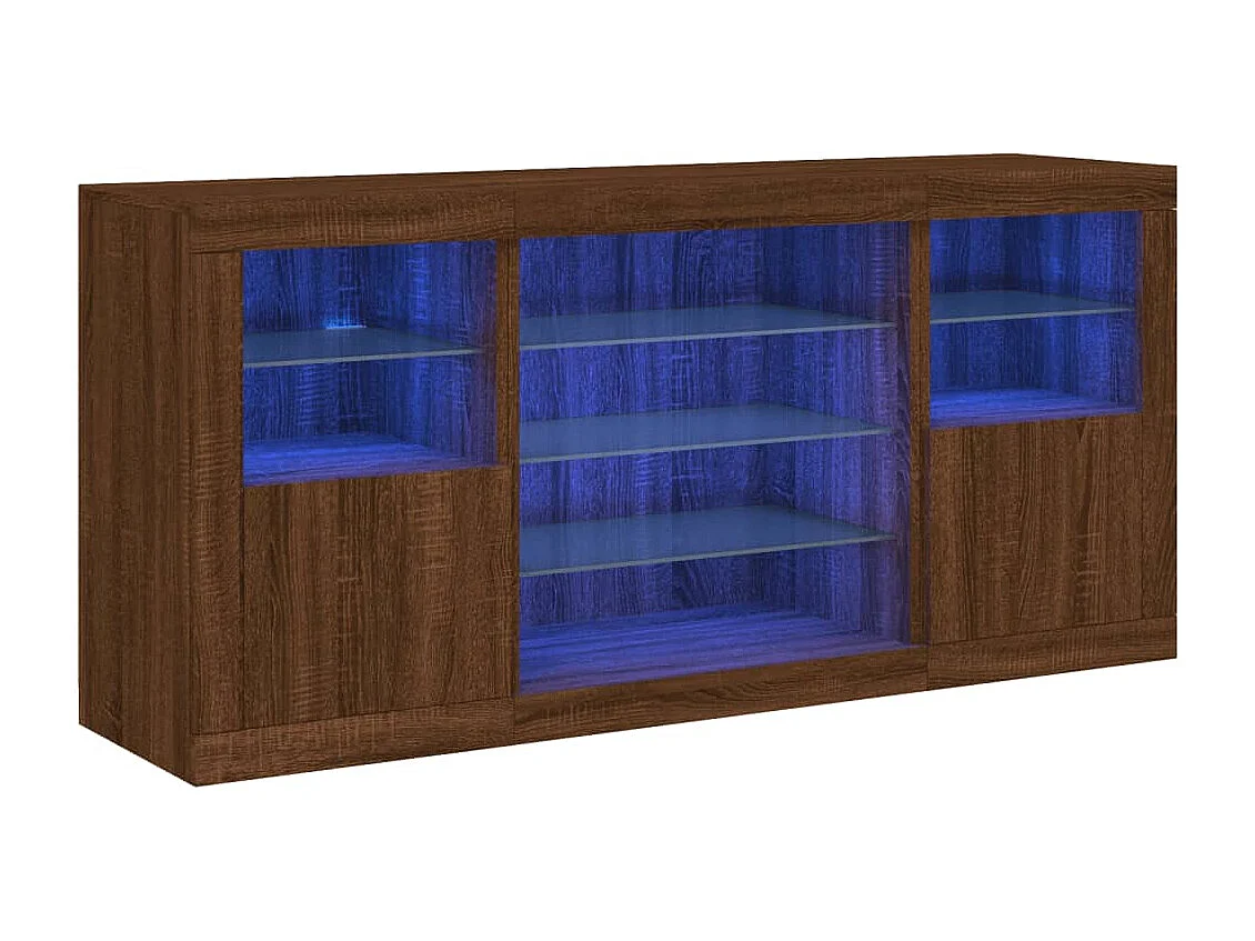 Buffet avec lumières LED chêne marron 142,5x37x67 cm