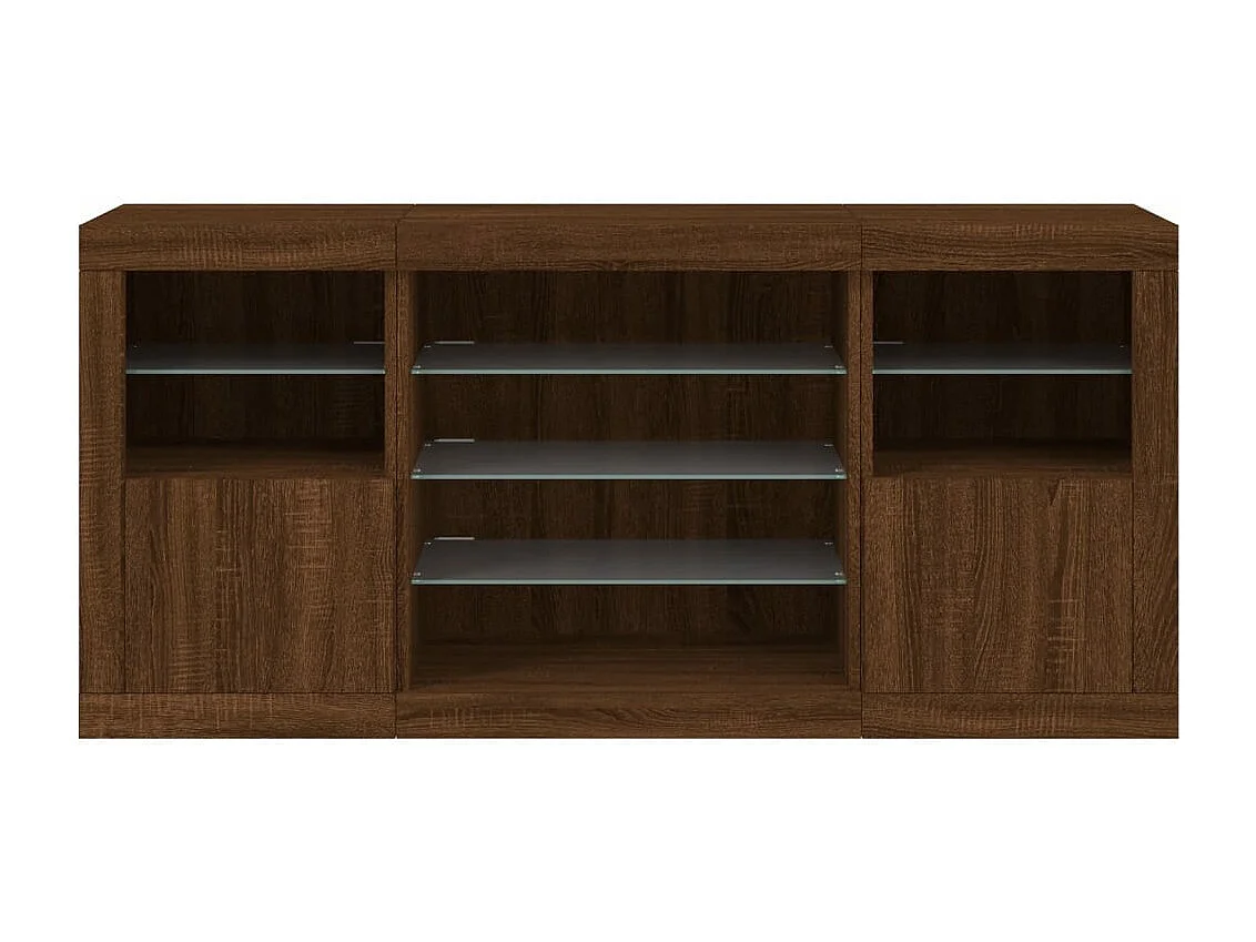 Buffet avec lumières LED chêne marron 142,5x37x67 cm