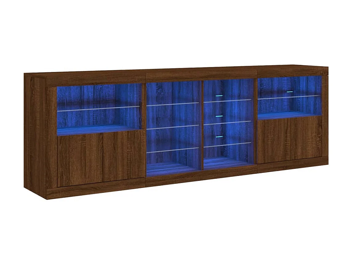 Sideboard mit LED-Leuchten Braun Eichen-Optik 202x37x67 cm