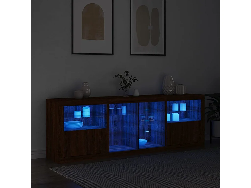 Sideboard mit LED-Leuchten Braun Eichen-Optik 202x37x67 cm