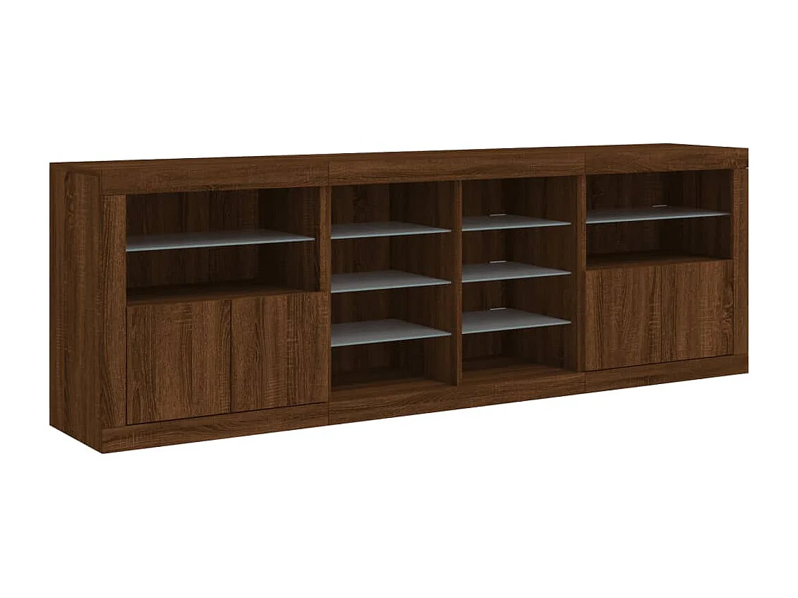 Sideboard mit LED-Leuchten Braun Eichen-Optik 202x37x67 cm
