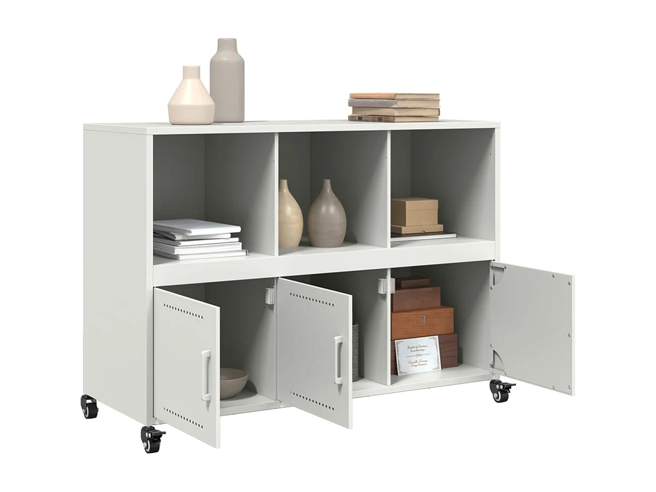 Credenza Bianca 100,5x39x72 cm in Acciaio