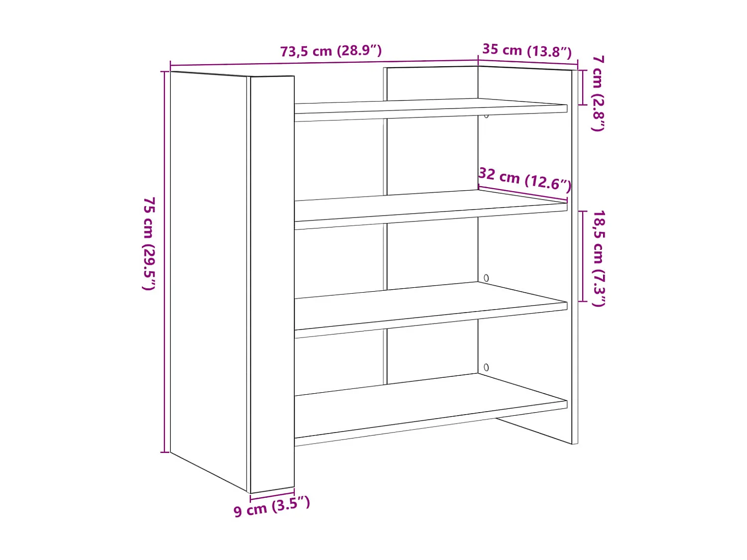 Sideboard Schwarz 73,5x35x75 cm Holzwerkstoff