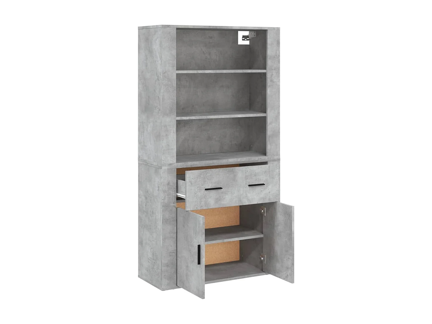 Hoge kast bewerkt hout betongrijs