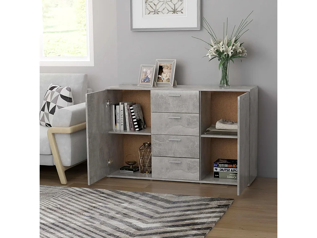 Aparador 120x35,5x75 cm derivados de madeira cinzento cimento