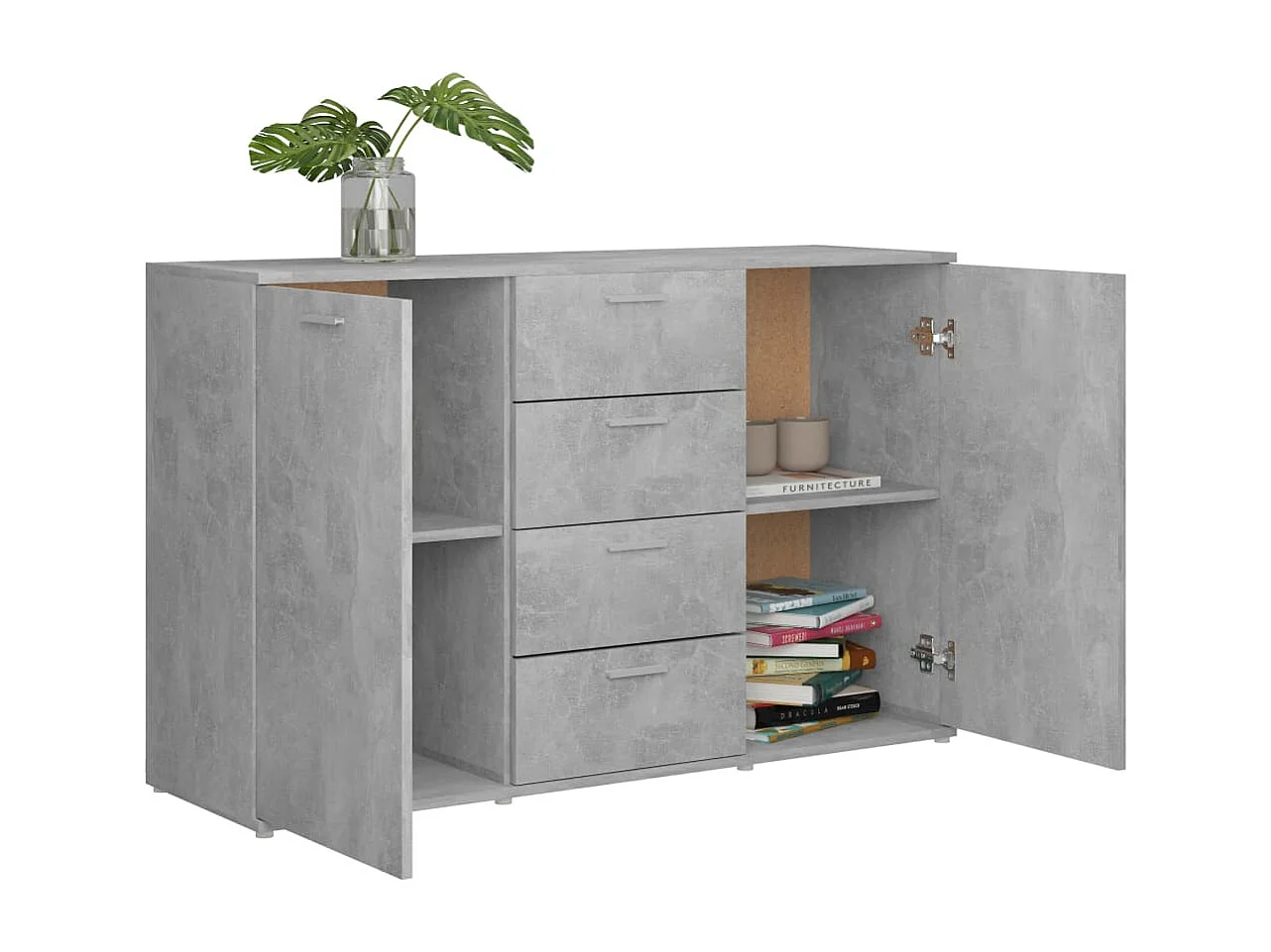 Aparador 120x35,5x75 cm derivados de madeira cinzento cimento