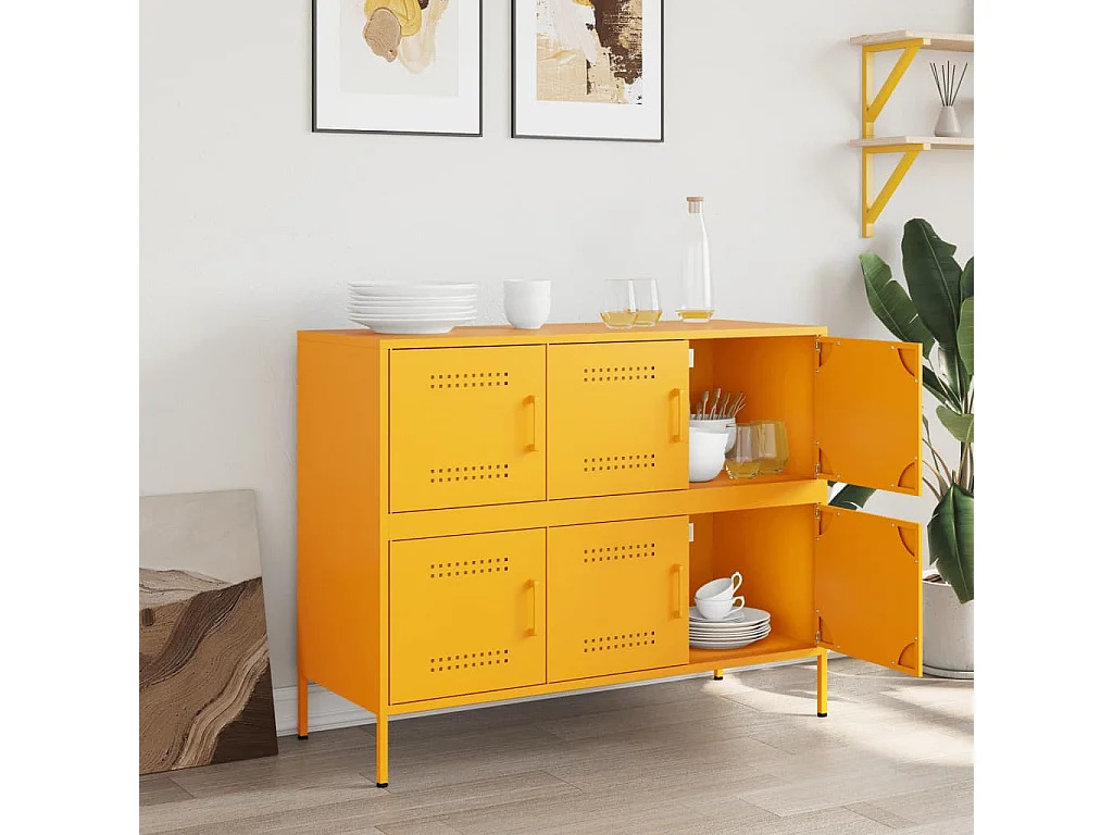Buffet jaune moutarde 100,5x39x79 cm acier