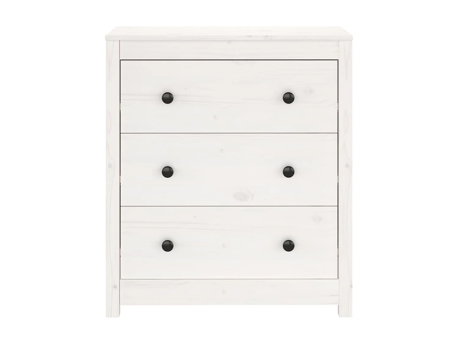 Credenza Bianca 70x35x80 cm in Legno Massello di Pino