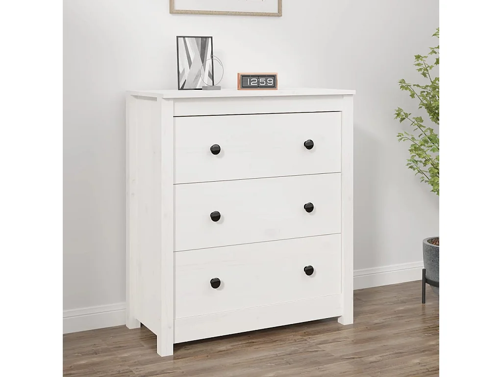 Sideboard Weiß 70x35x80 cm Massivholz Kiefer