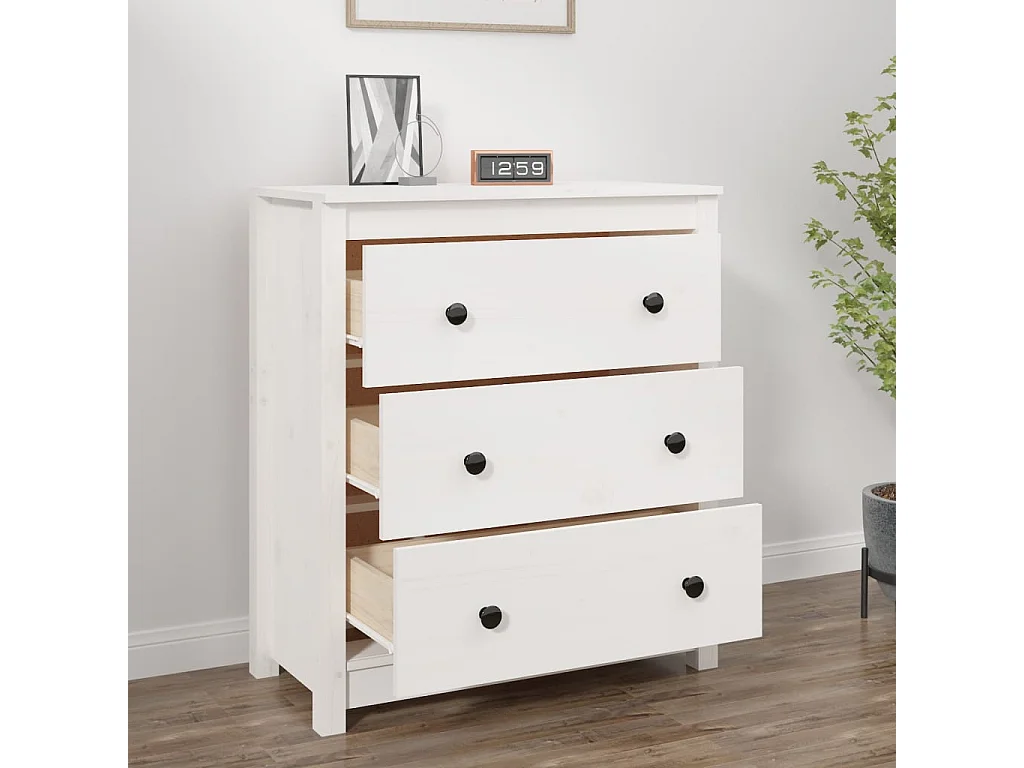 Sideboard Weiß 70x35x80 cm Massivholz Kiefer