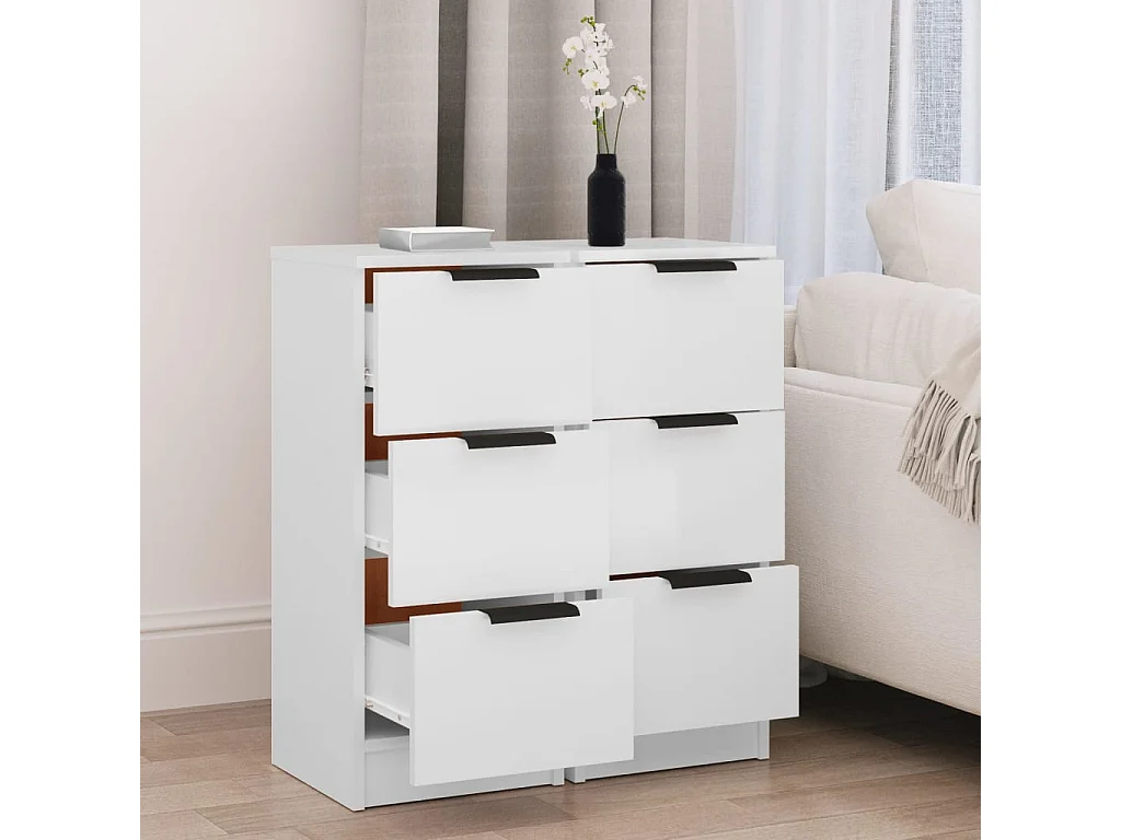 Credenze 2 pz Bianche 30x30x70 cm in Legno Multistrato