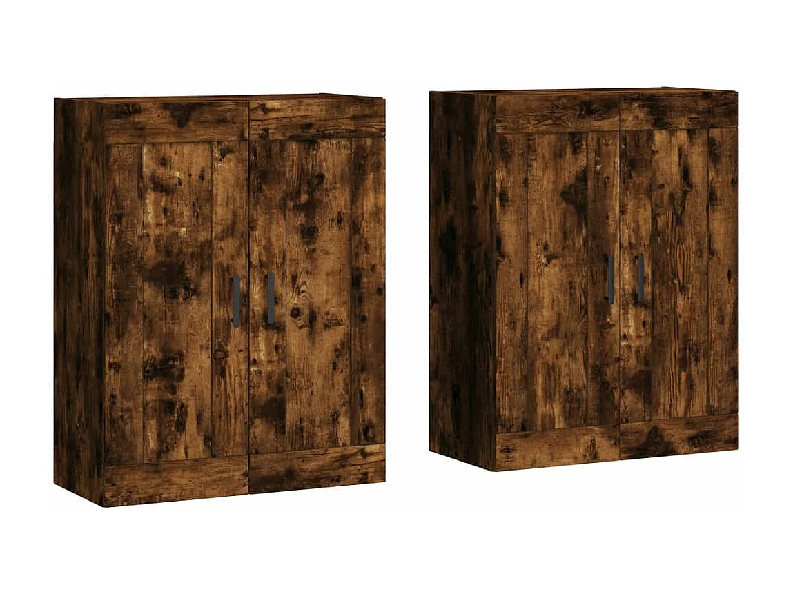 Armadietti a Parete 2 pz Rovere Fumo in Legno Multistrato