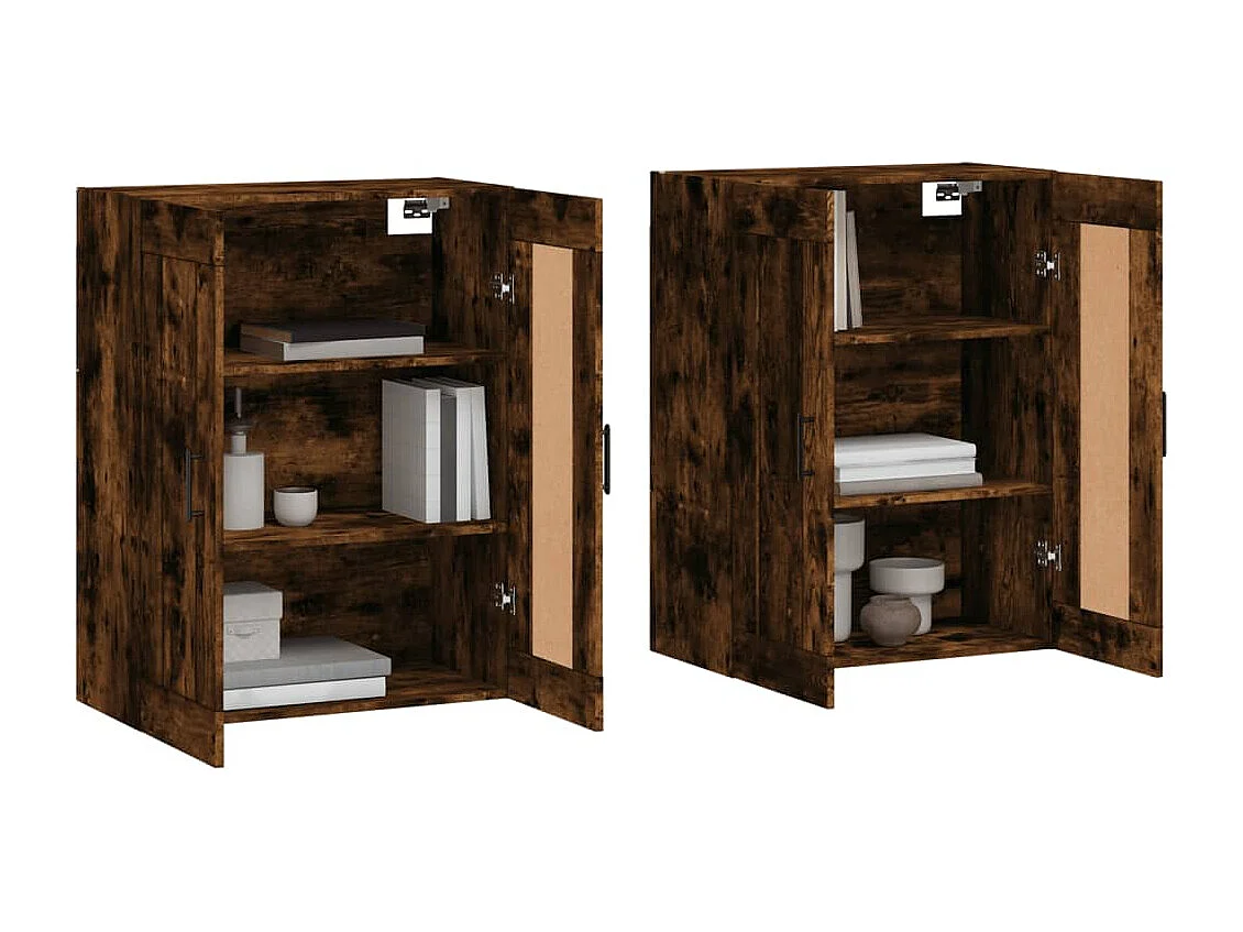 Armadietti a Parete 2 pz Rovere Fumo in Legno Multistrato
