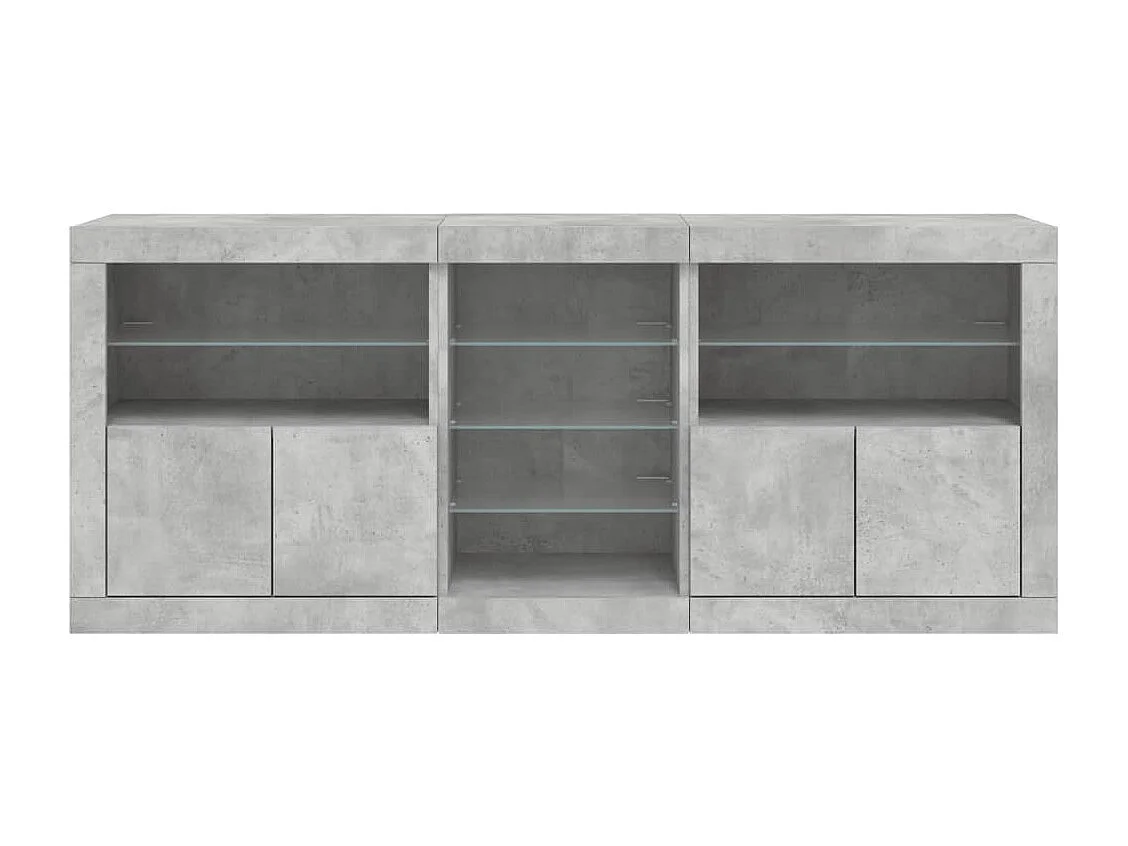Sideboard mit LED-Leuchten Betongrau 162x37x67 cm