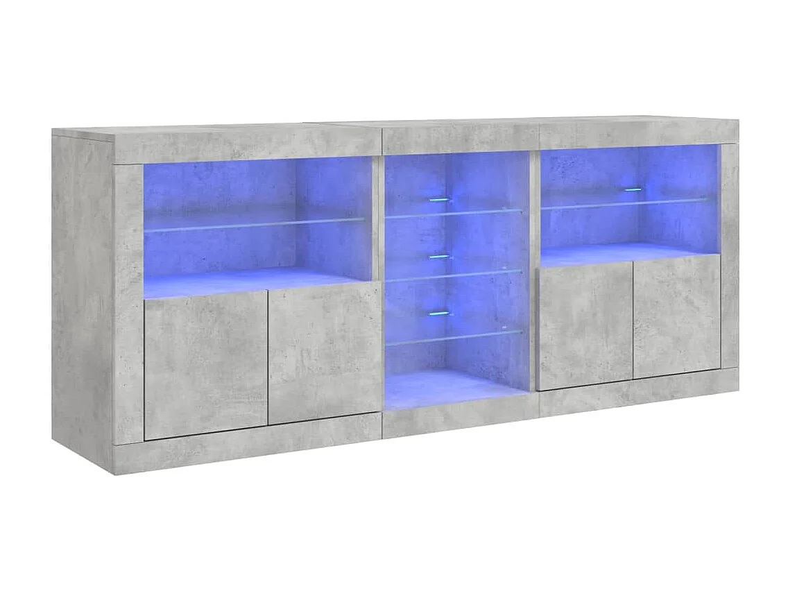 Credenza con Luci LED Grigio Cemento 162x37x67 cm