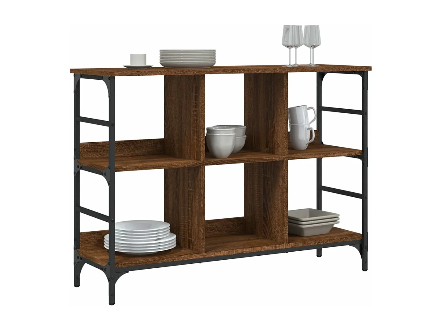 Credenza Rovere Marrone 102x32x73,5 cm in Legno Multistrato