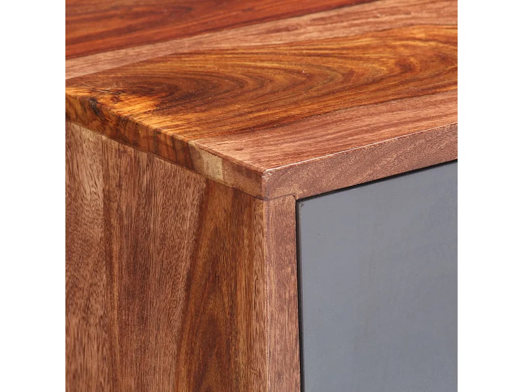 Credenza Grigia 120x30x55 cm in Legno Massello