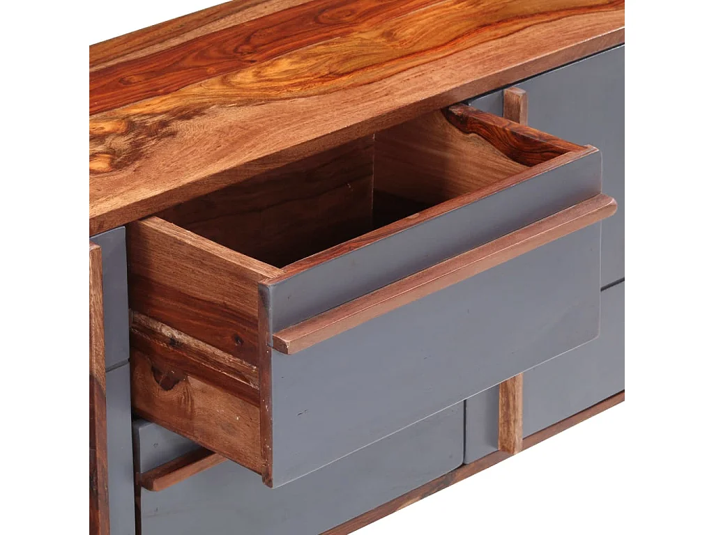 Credenza Grigia 120x30x55 cm in Legno Massello