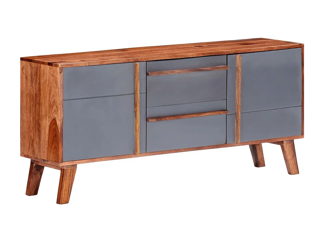 Credenza Grigia 120x30x55 cm in Legno Massello