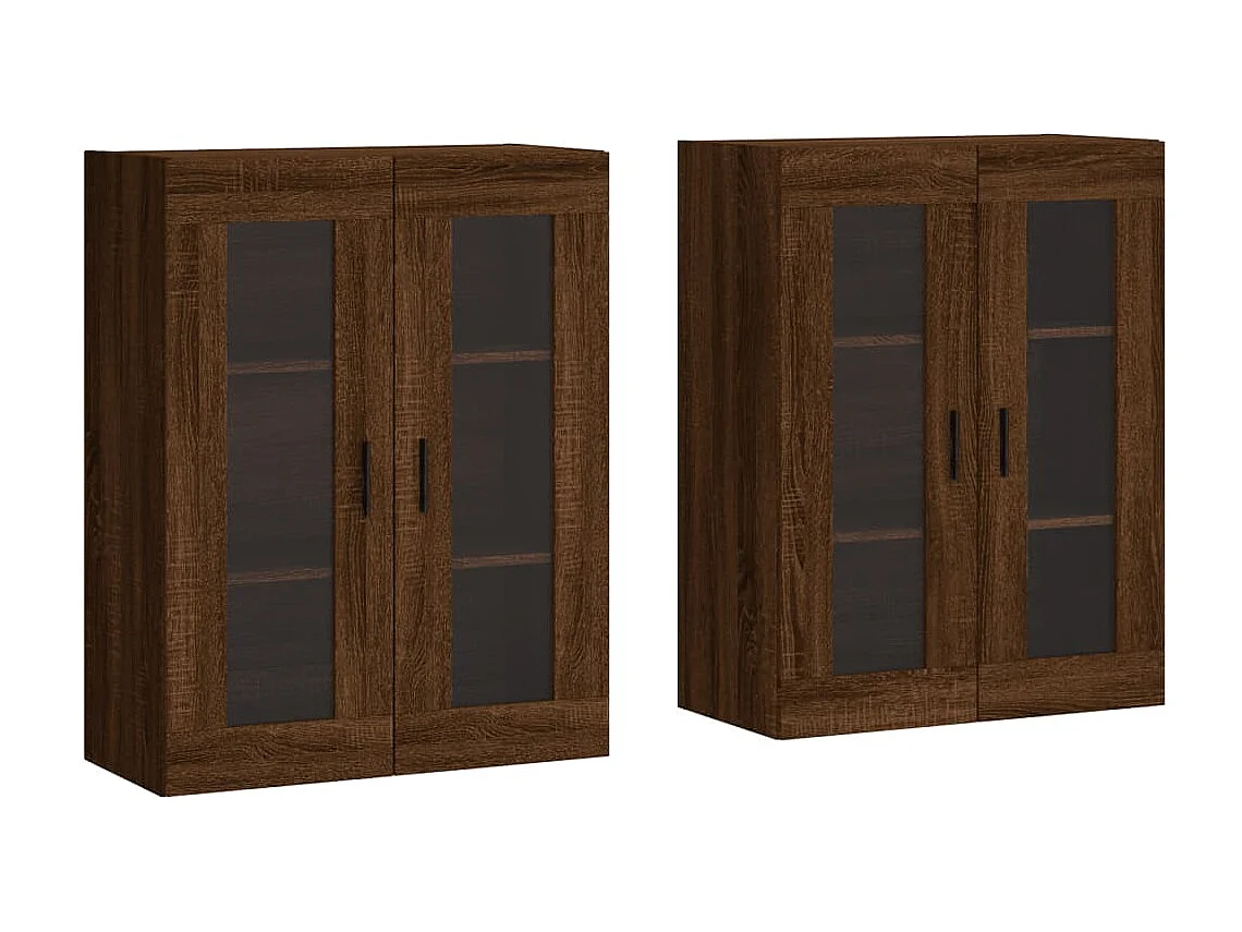 Armarios de pared 2 uds madera de ingeniería marrón roble