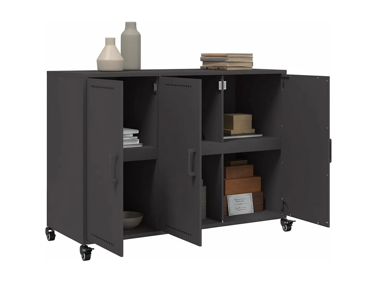 Credenza Nera 100,5x39x72 cm in Acciaio