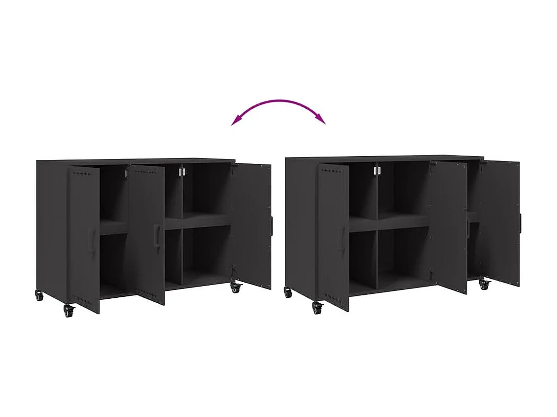 Credenza Nera 100,5x39x72 cm in Acciaio