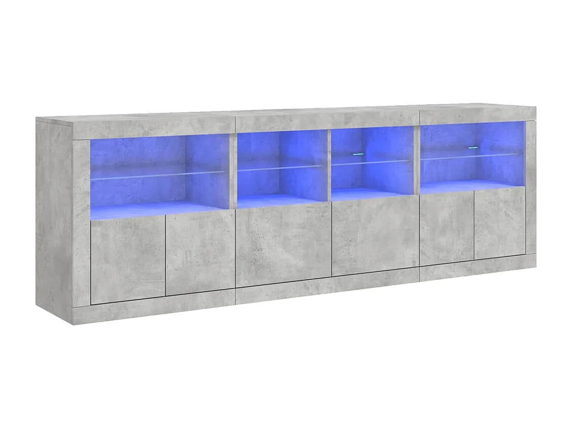 Credenza con Luci LED Grigio Cemento 202x37x67 cm