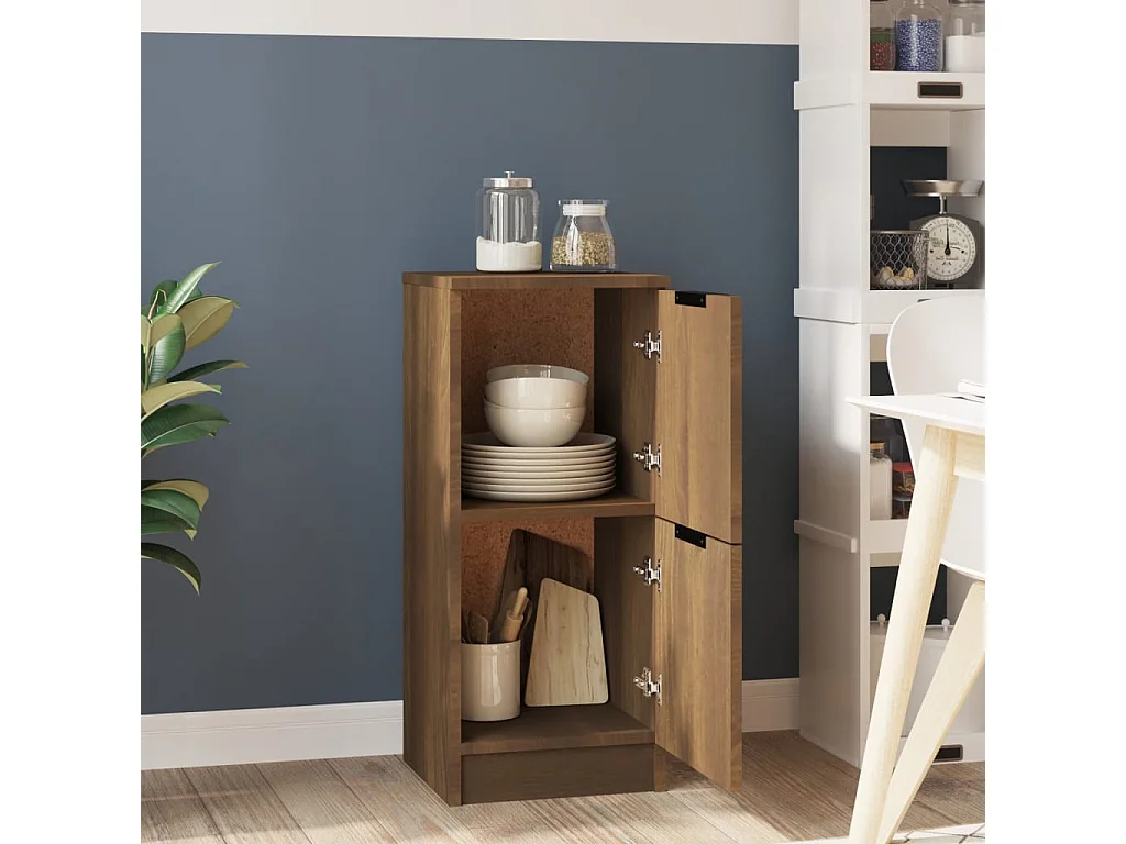 Credenza Rovere Marrone 30x30x70 cm in Legno Multistrato