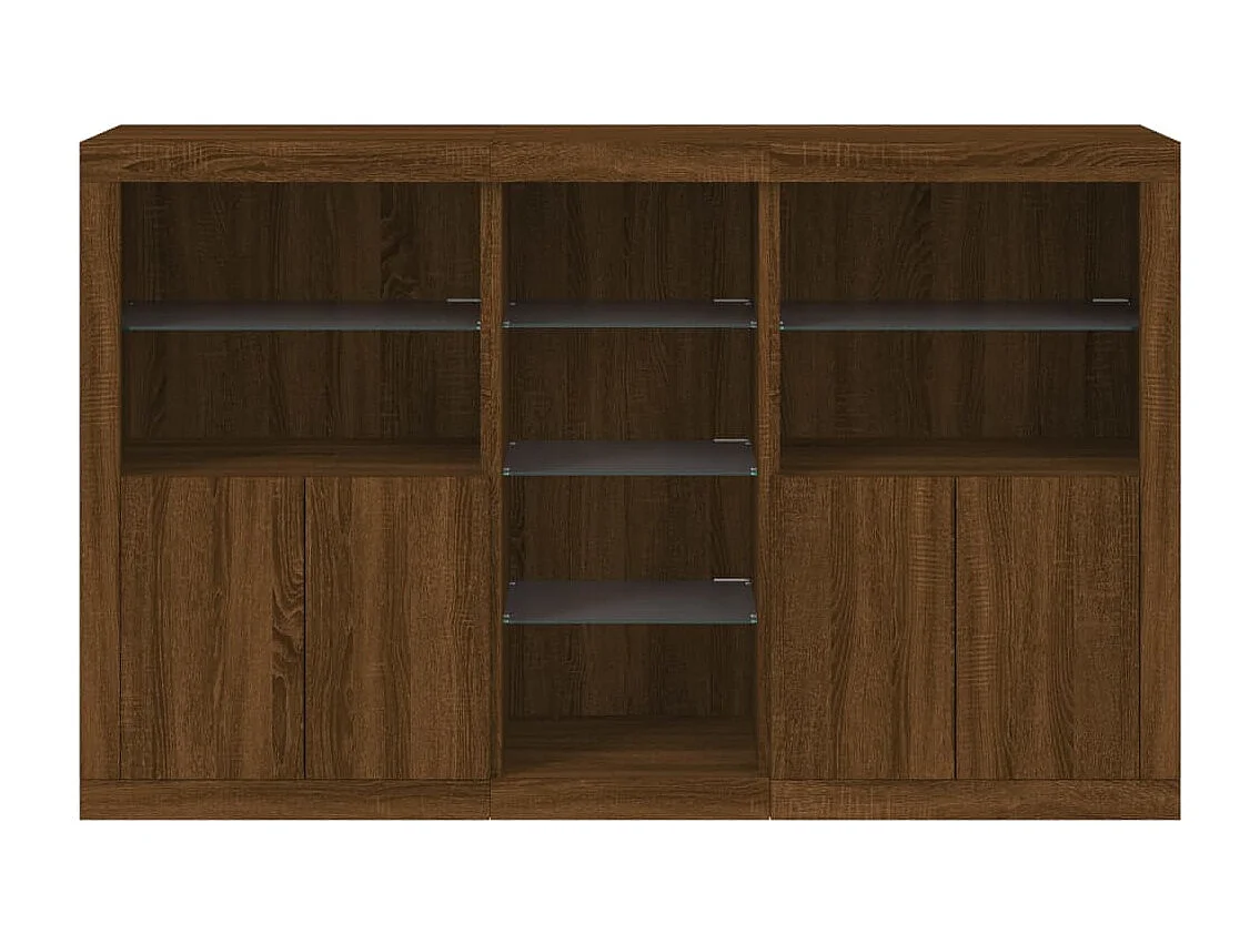 Sideboard mit LED-Leuchten Braun Eichen-Optik 162x37x100 cm