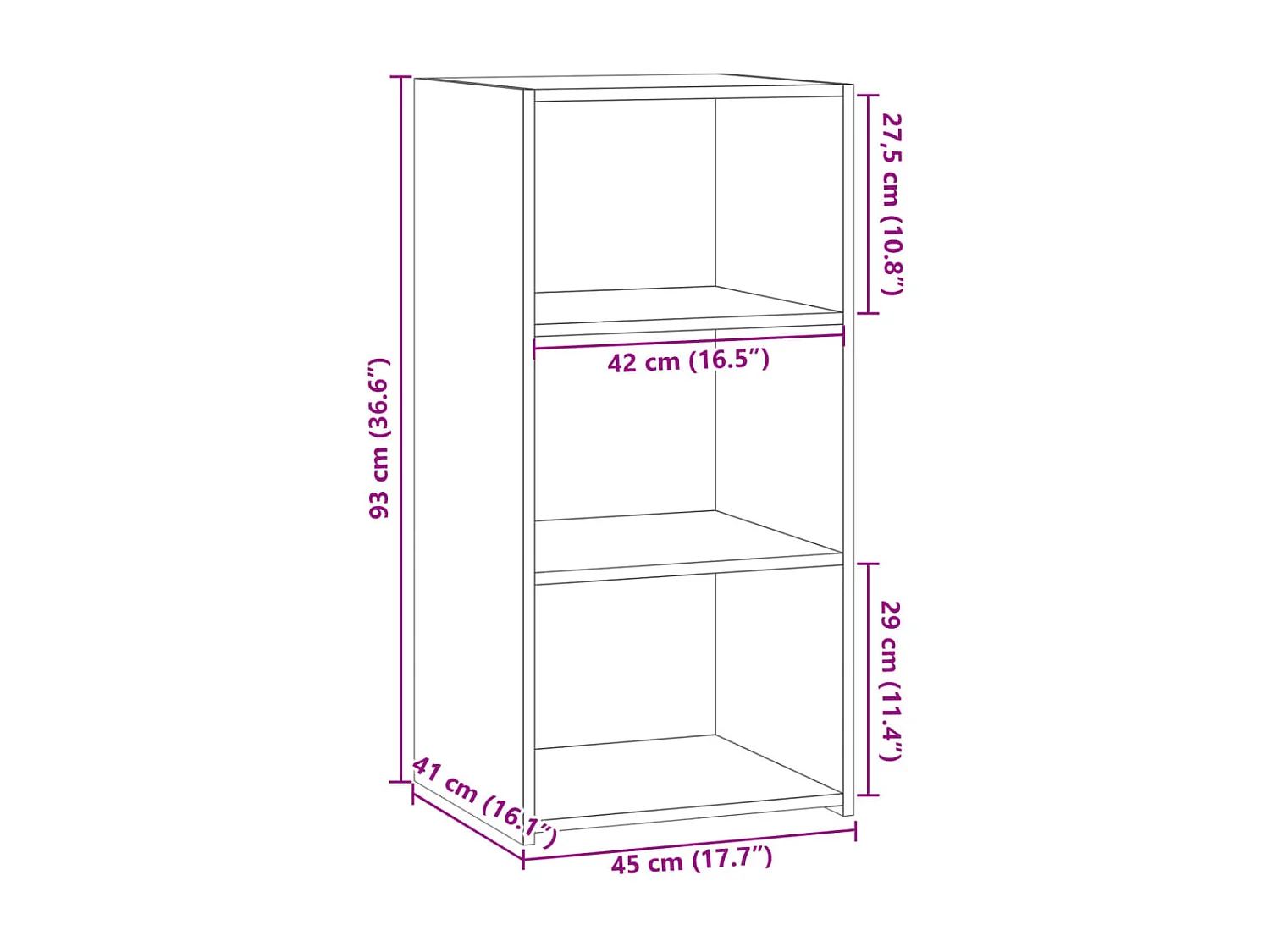 Credenza Grigio Cemento 45x41x93 cm in Legno Multistrato